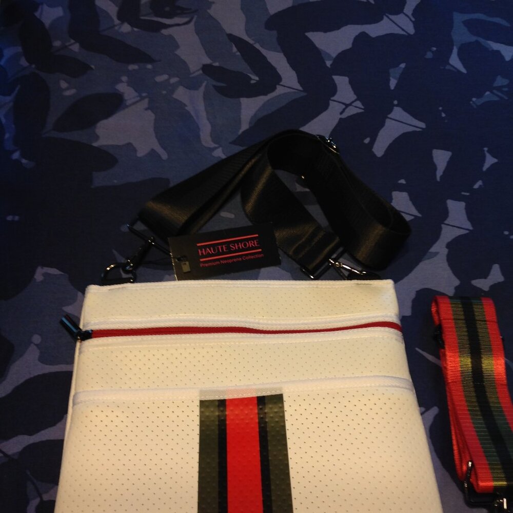 Haute Shore White Crossbody Bag with Red & Green Stripe - Picture 2 of 9
